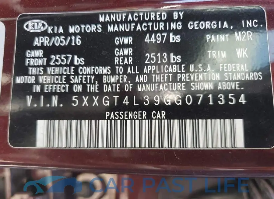 5XXGT4L39GG071354# 12