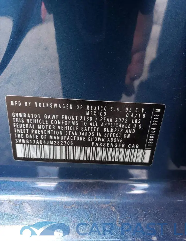 3VWB17AU4JM282705# 12