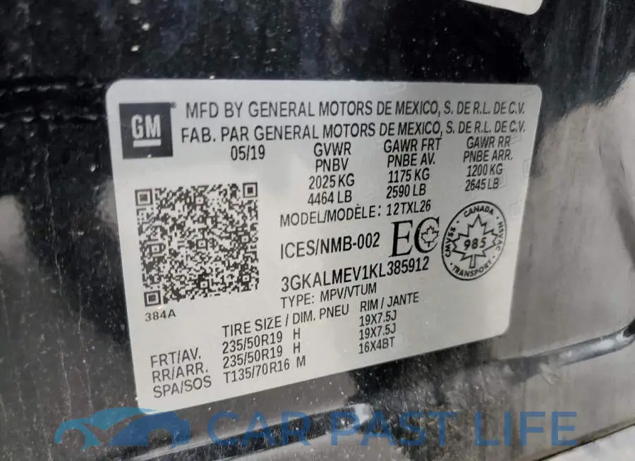 3GKALMEV1KL385912# 13