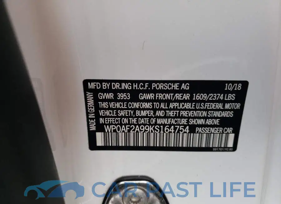 WP0AF2A99KS164754# 12