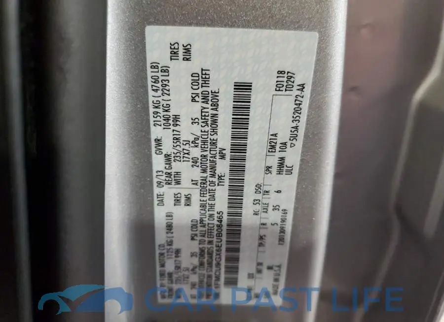 1FMCU9GX6EUB08465# 13