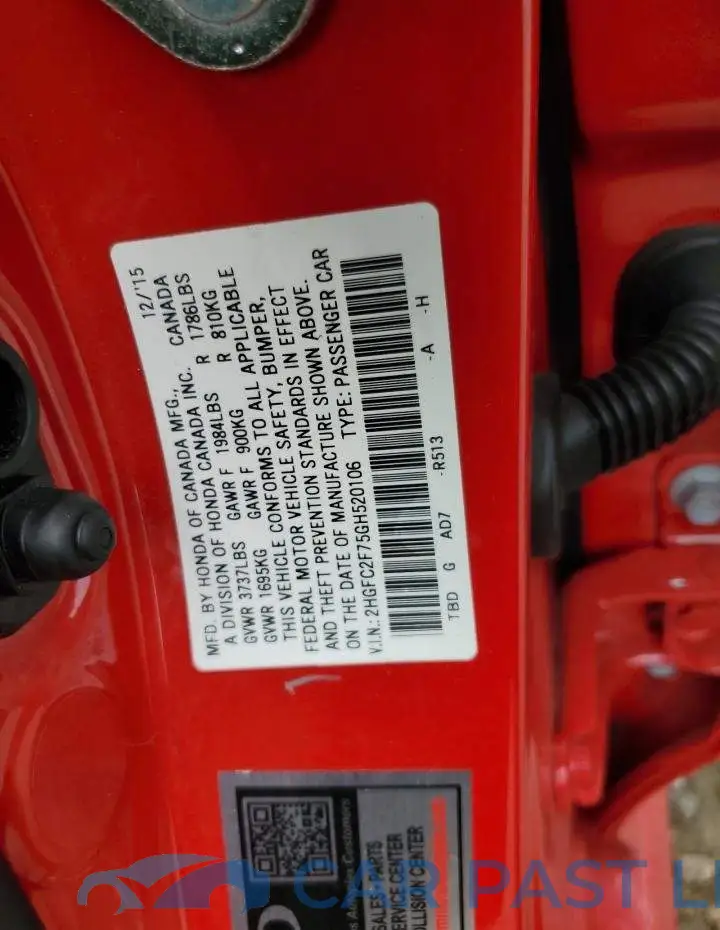2HGFC2F75GH520106# 12
