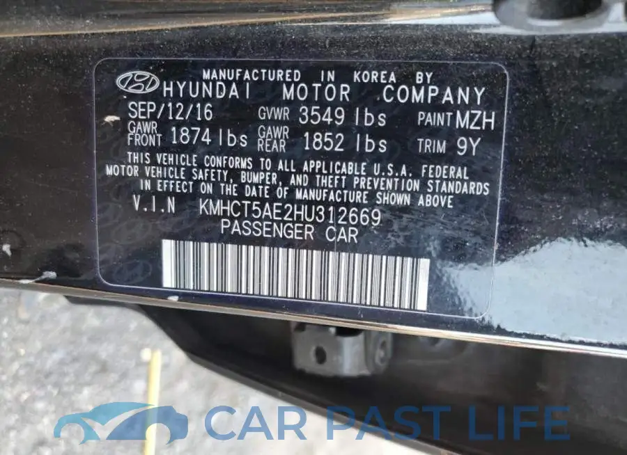 KMHCT5AE2HU312669# 12