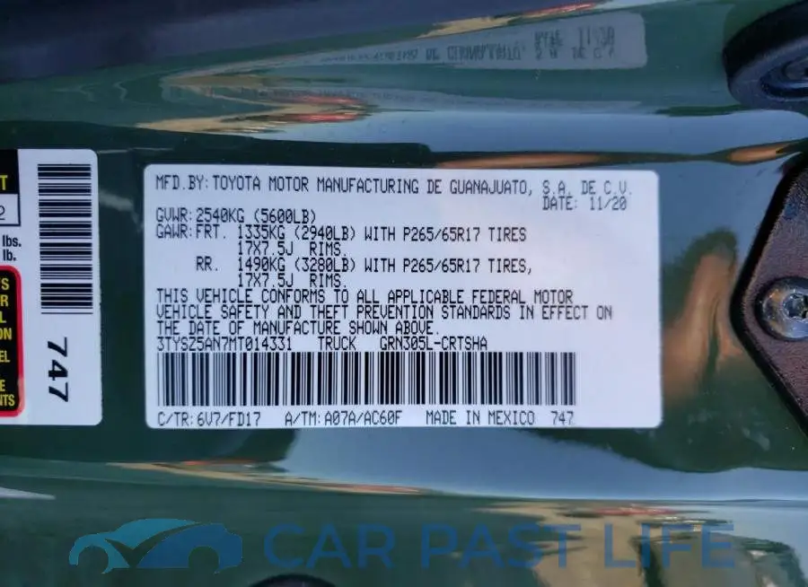 3TYSZ5AN7MT014331# 12