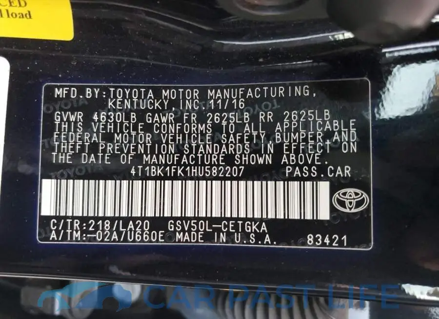 4T1BK1FK1HU582207# 12