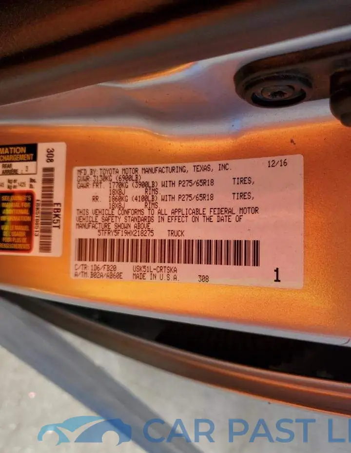 5TFRY5F19HX218275# 12
