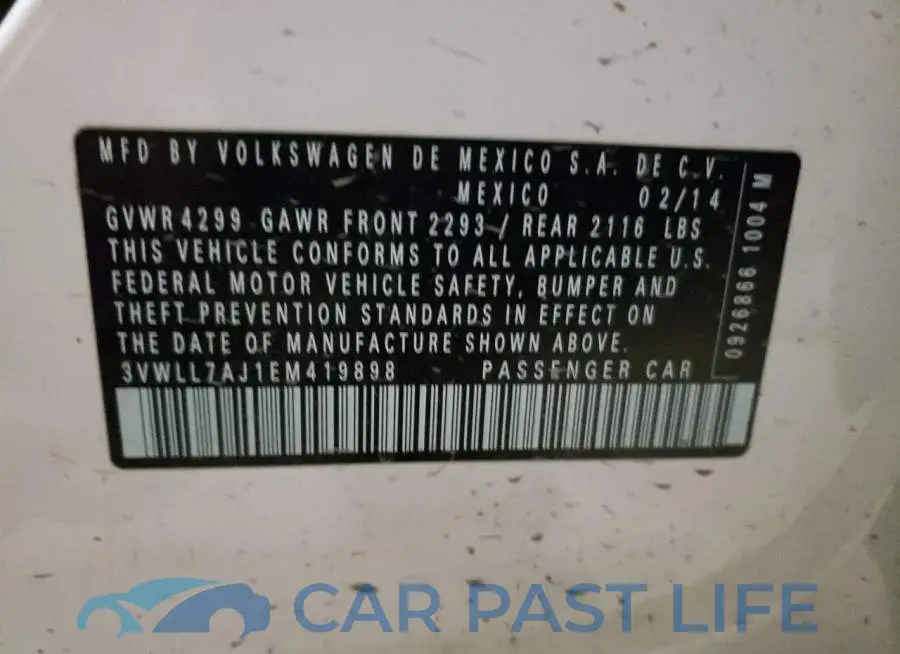 3VWLL7AJ1EM419898# 12
