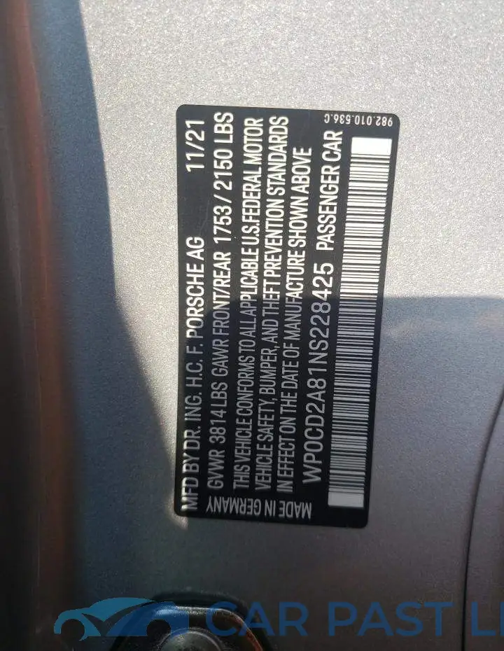 WP0CD2A81NS228425# 13