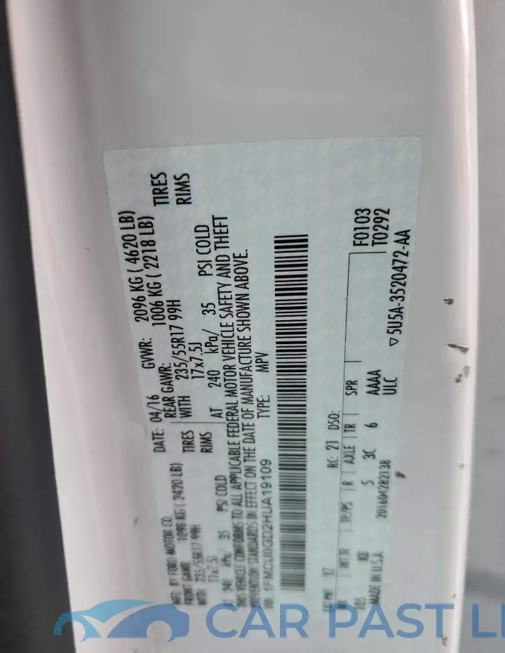 1FMCU0GD2HUA19109# 13