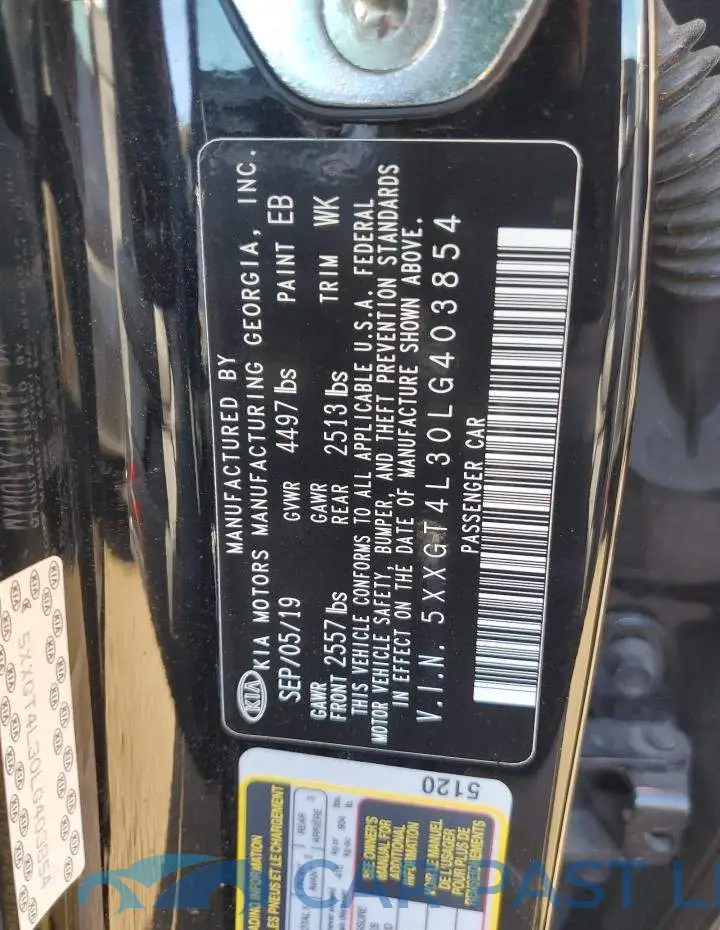 5XXGT4L30LG403854# 12