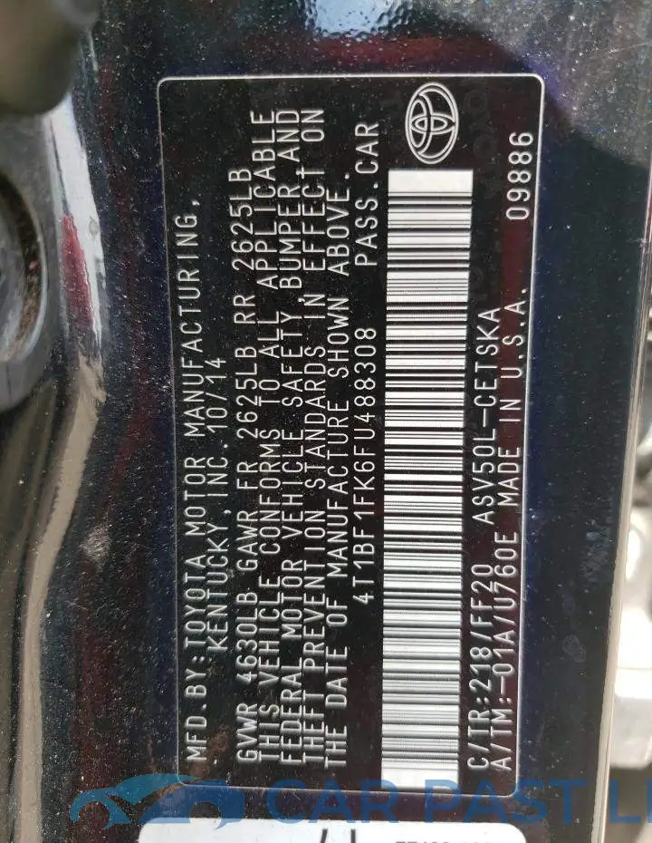 4T1BF1FK6FU488308# 12