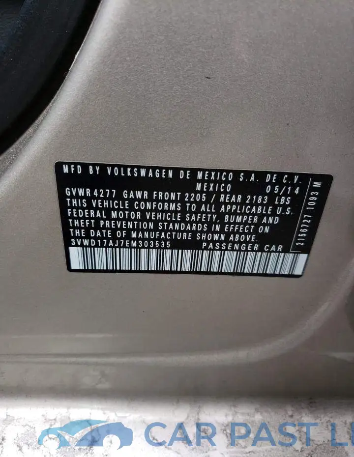 3VWD17AJ7EM303535# 12