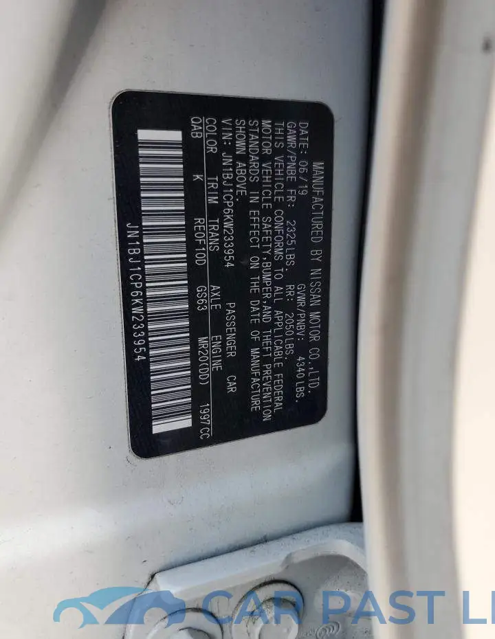 JN1BJ1CP6KW233954# 13