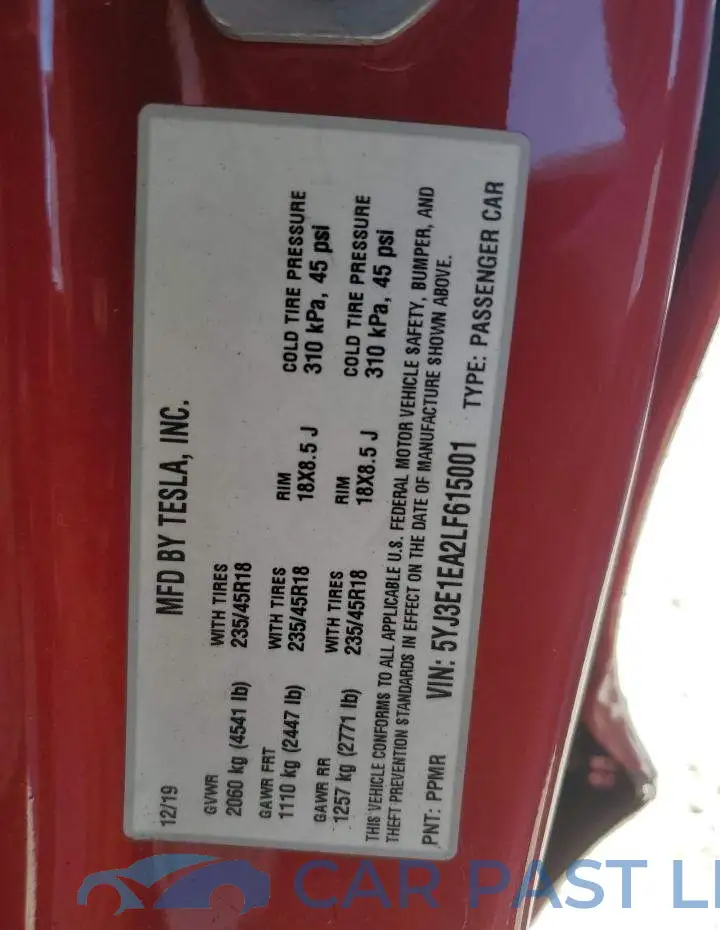 5YJ3E1EA2LF615001# 12