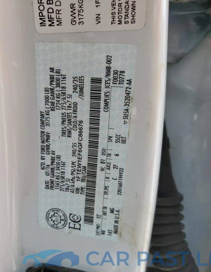 1FTEW1EF6GFC86676# 12