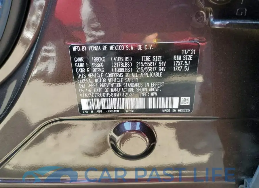 3CZRU6H58NM732521# 12