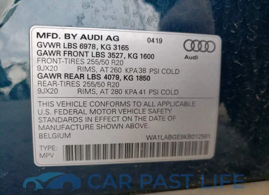 WA1LABGE9KB012561# 13