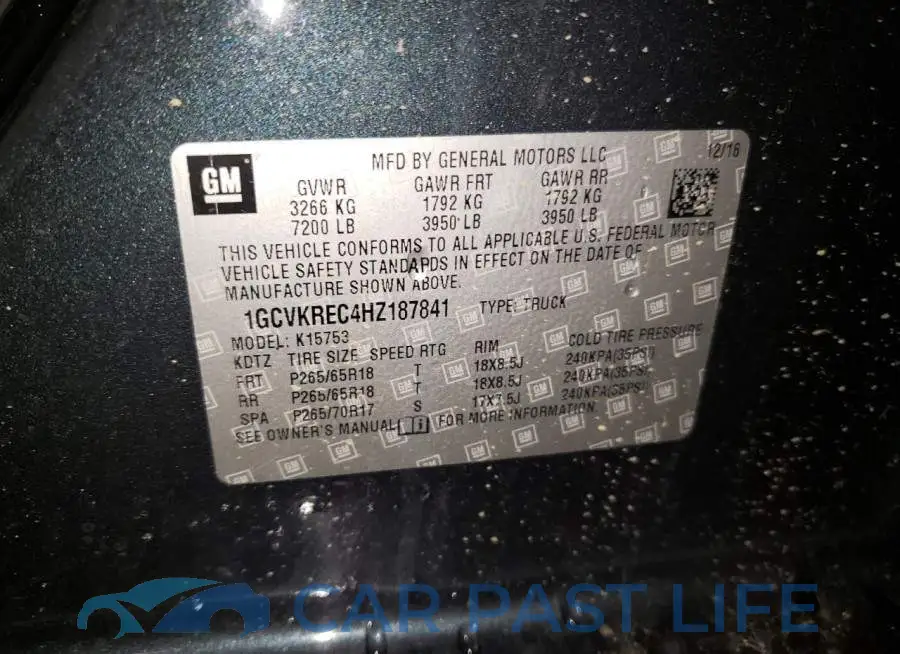1GCVKREC4HZ187841# 12