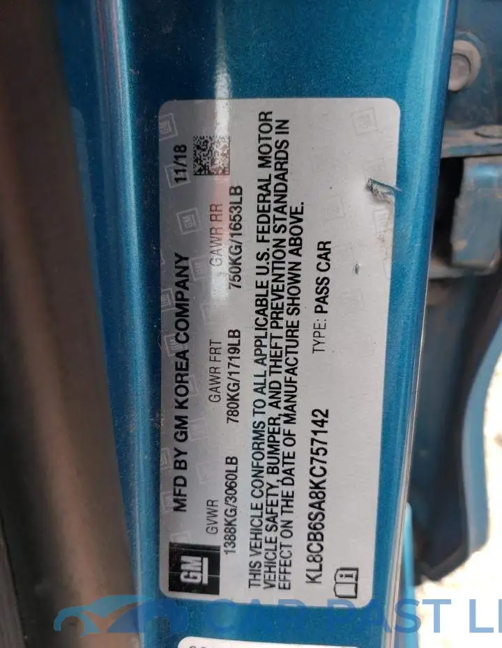 KL8CB6SA8KC757142# 12