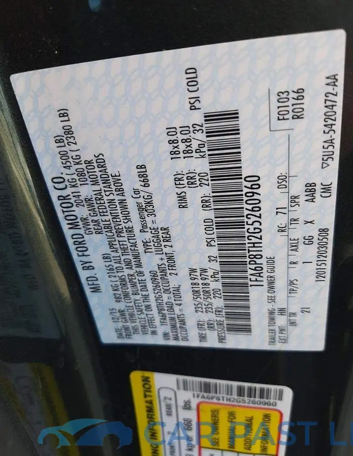 1FA6P8TH2G5260960# 13