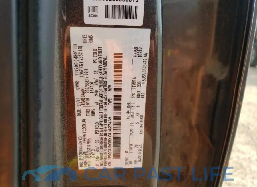 1FMCU9G9XGUA27439# 13