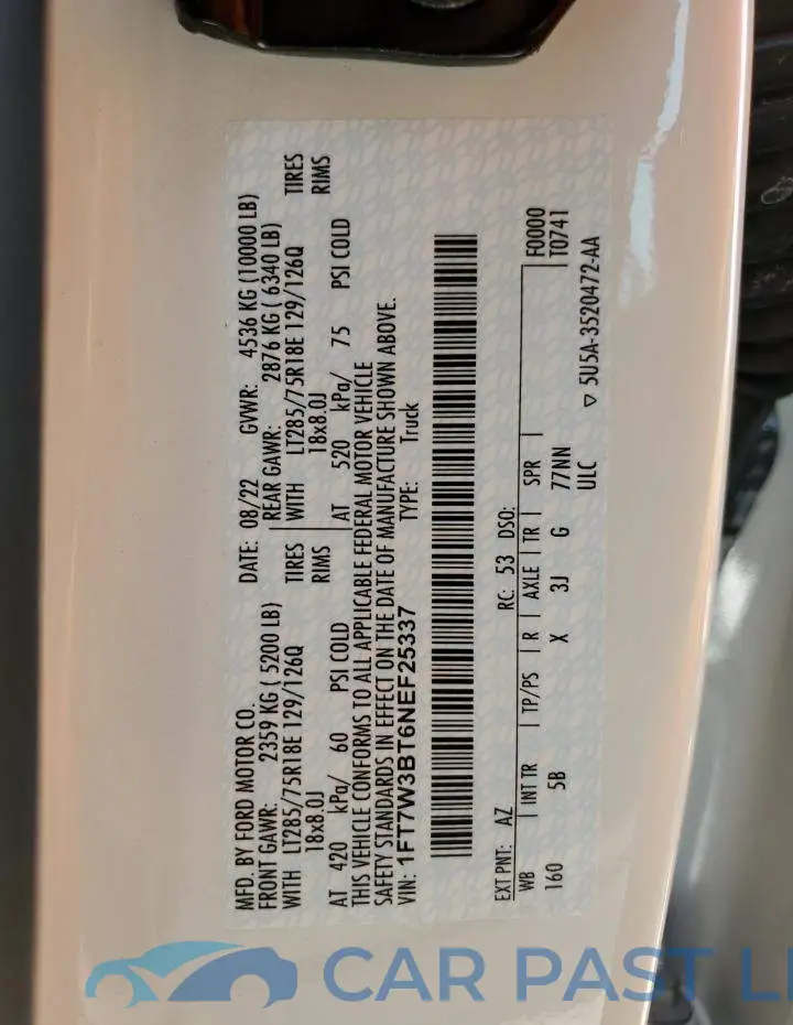 1FT7W3BT6NEF25337# 13