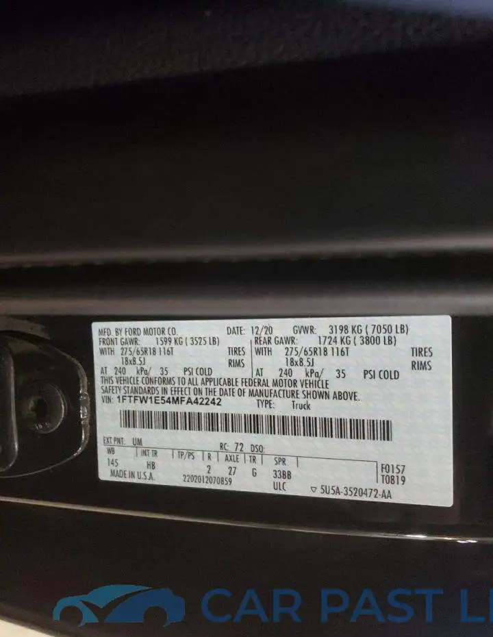 1FTFW1E54MFA42242# 12