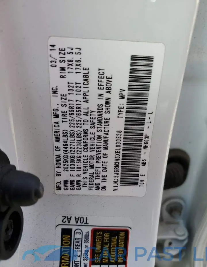 5J6RM3H5XEL030538# 13