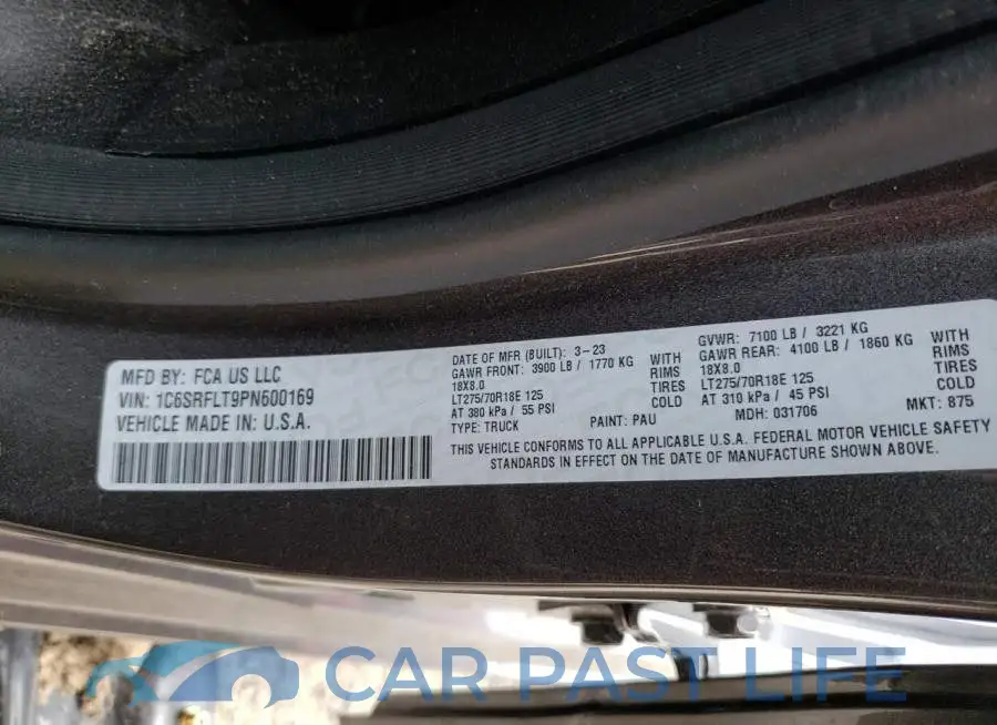 1C6SRFLT9PN600169# 13