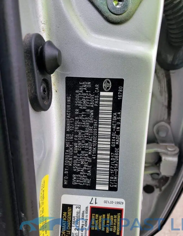 4T1BK1EB0EU091947# 12