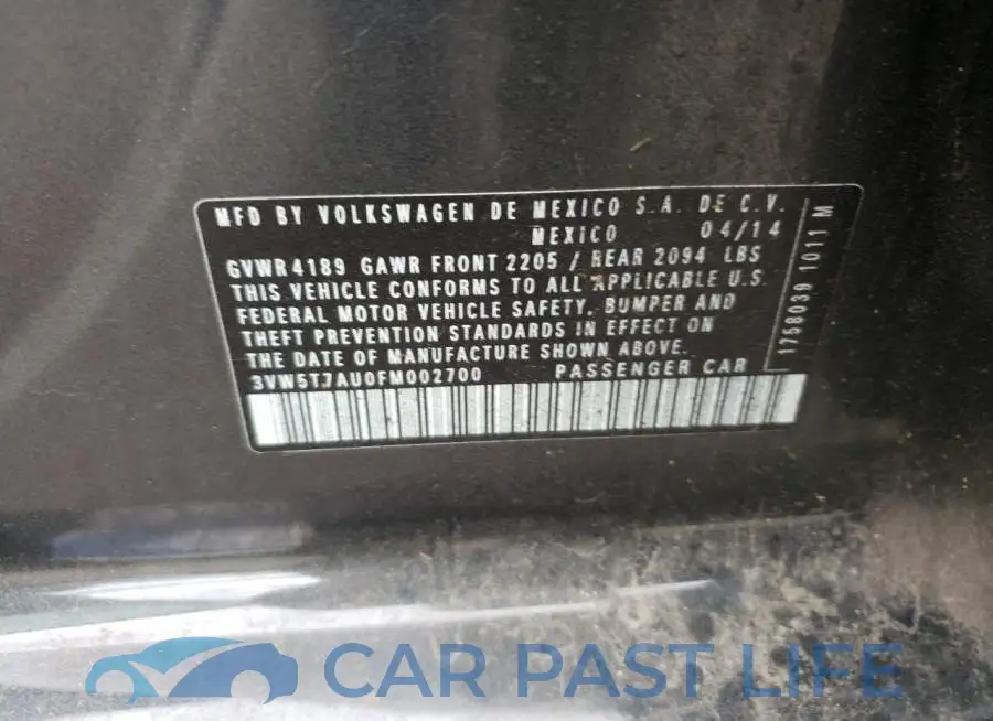 3VW5T7AU0FM002700# 12