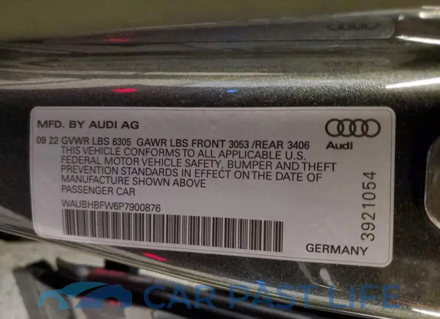 WAUBHBFW6P7900876# 12