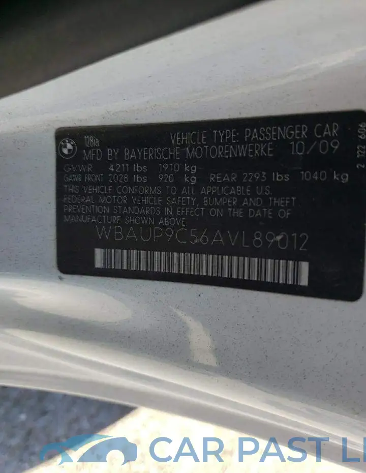 WBAUP9C56AVL89012# 12