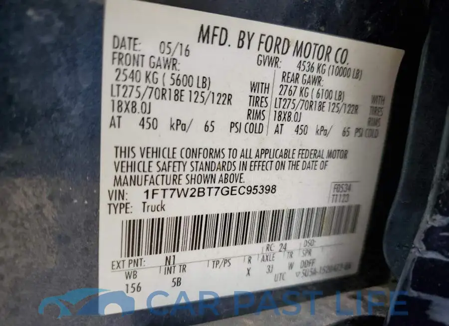 1FT7W2BT7GEC95398# 12