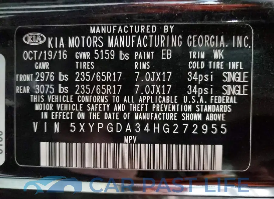 5XYPGDA34HG272955# 12