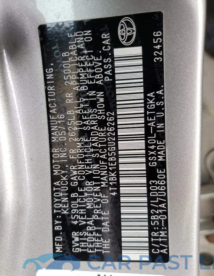 4T1BK1EB5GU226262# 12
