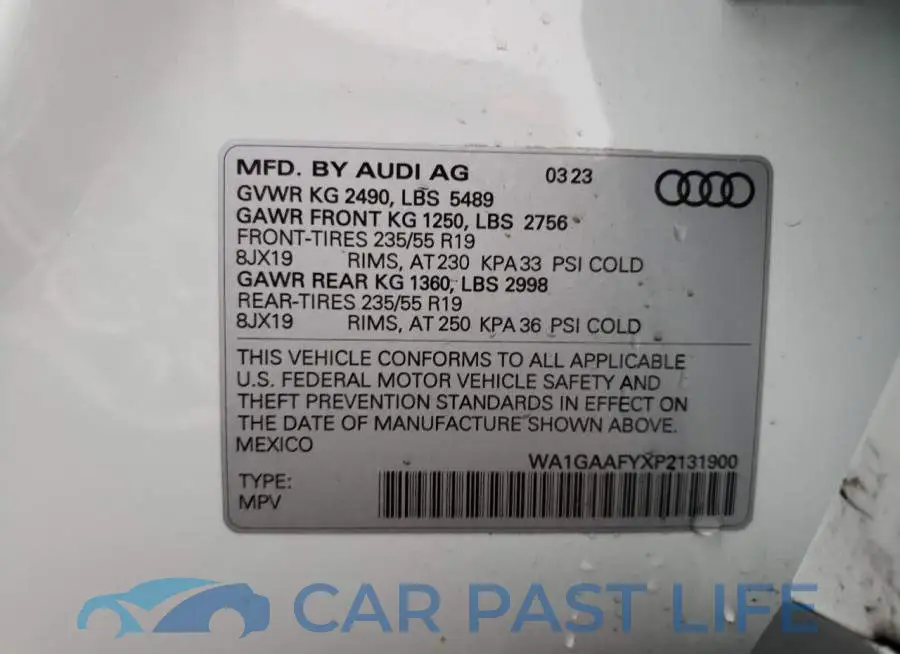 WA1GAAFYXP2131900# 13