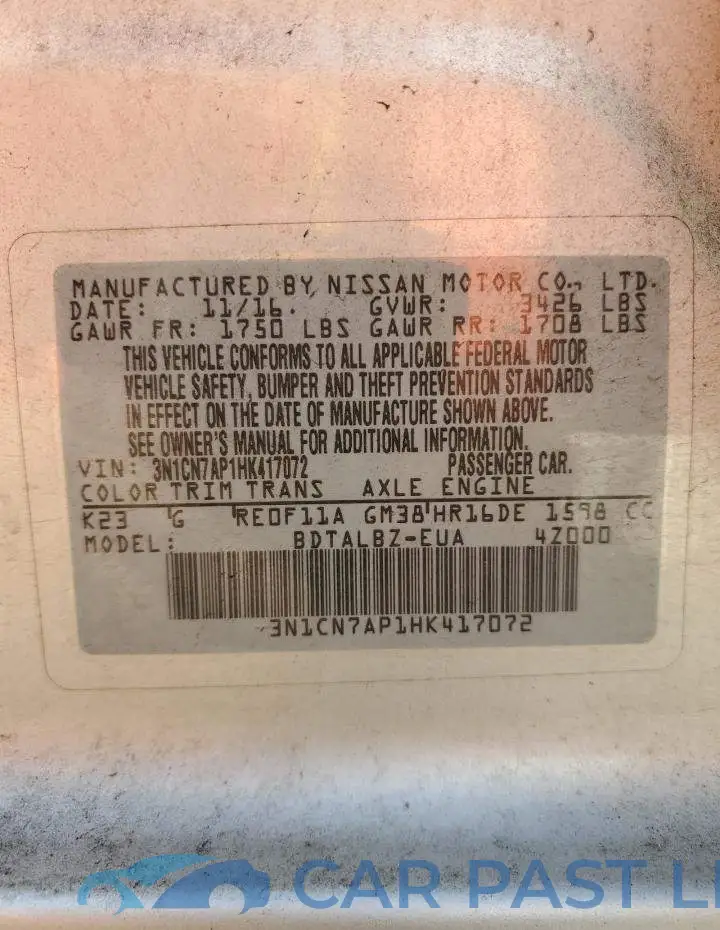 3N1CN7AP1HK417072# 13