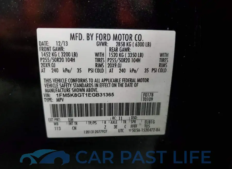 1FM5K8GT1EGB31365# 14