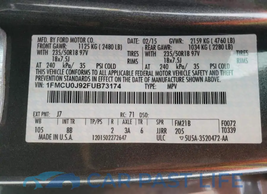 1FMCU0J92FUB73174# 13