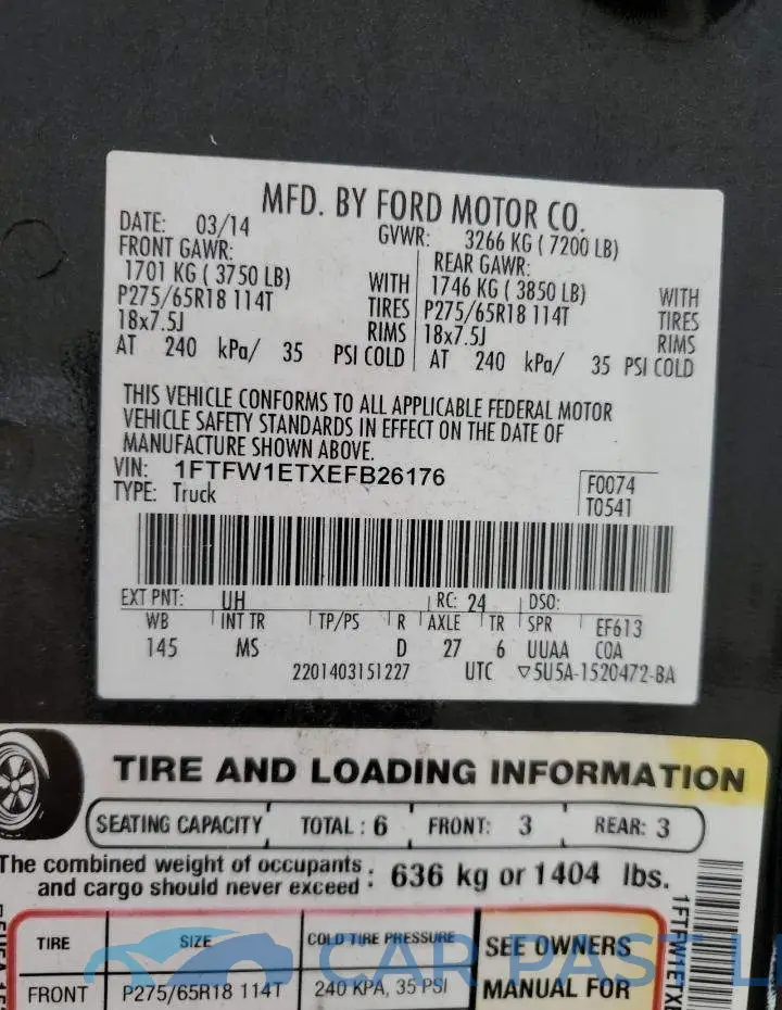 1FTFW1ETXEFB26176# 12