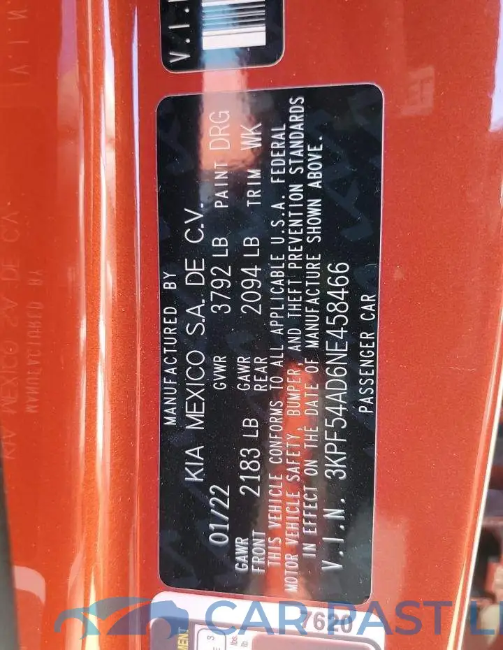 3KPF54AD6NE458466# 12