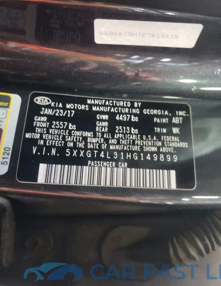 5XXGT4L31HG149899# 10