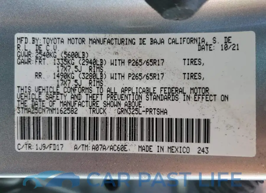 3TMAZ5CN7NM162582# 12