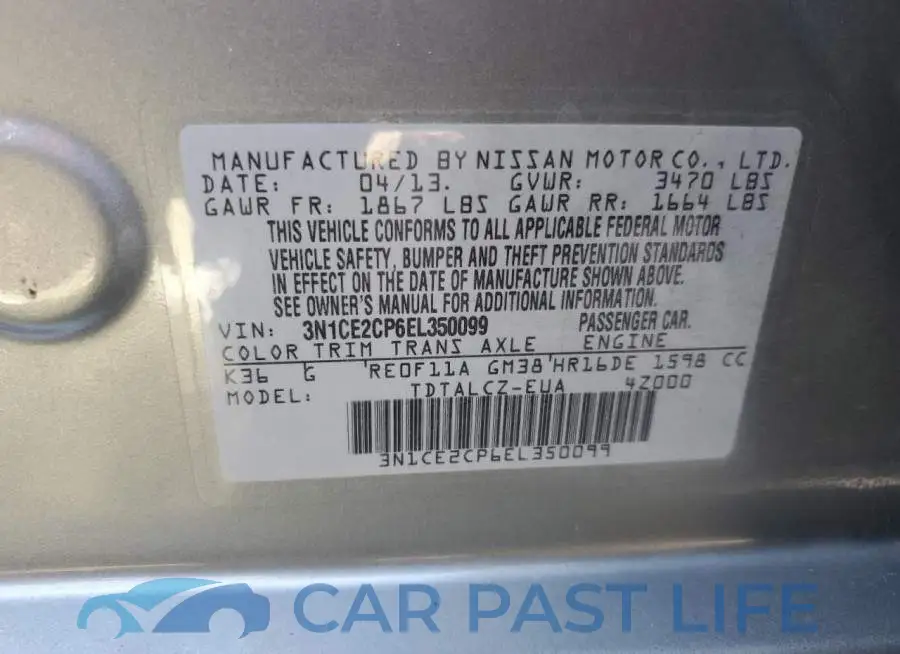 3N1CE2CP6EL350099# 12