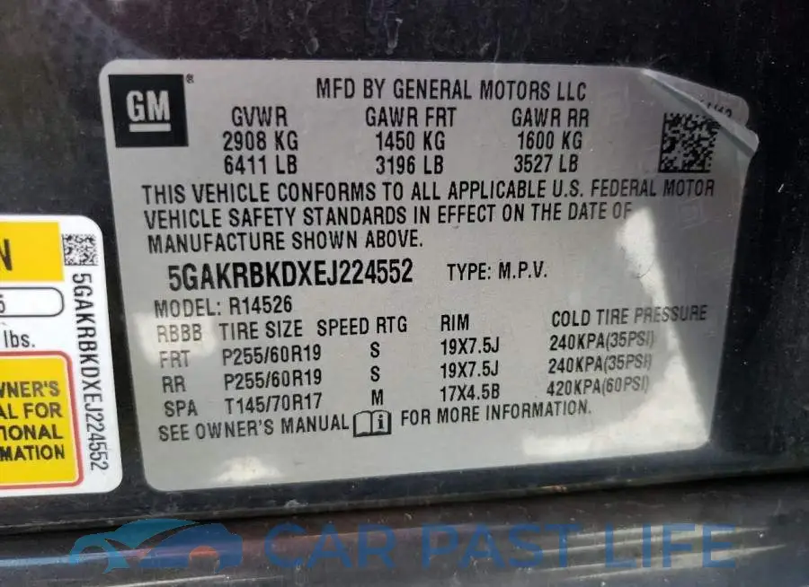 5GAKRBKDXEJ224552# 13