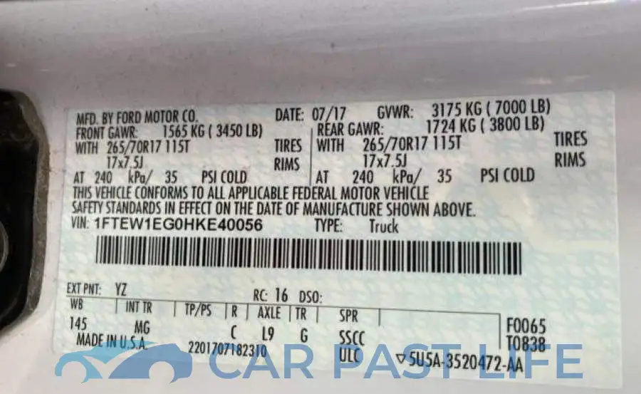 1FTEW1EG0HKE40056# 10