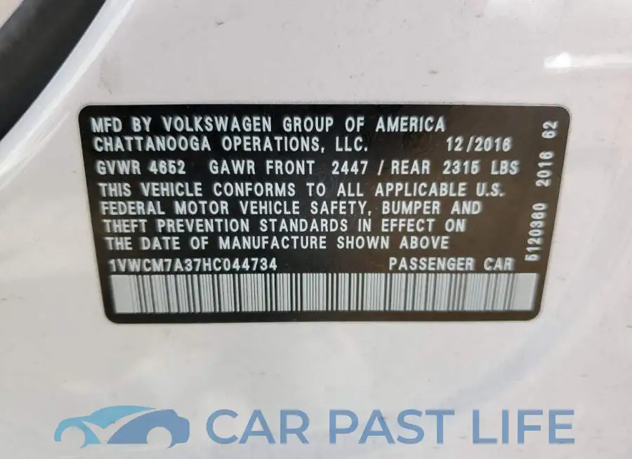 1VWCM7A37HC044734# 12