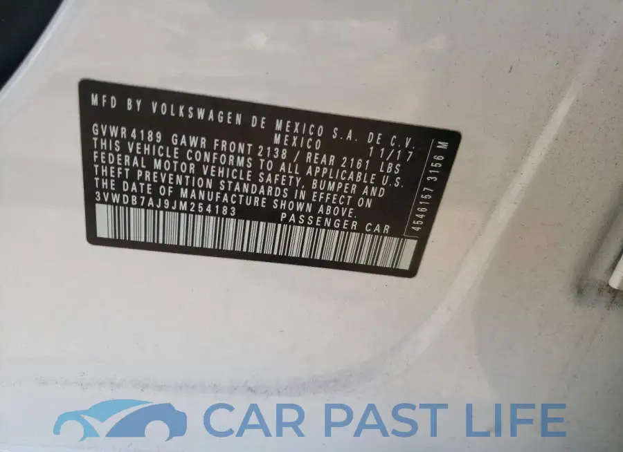 3VWDB7AJ9JM254183# 12