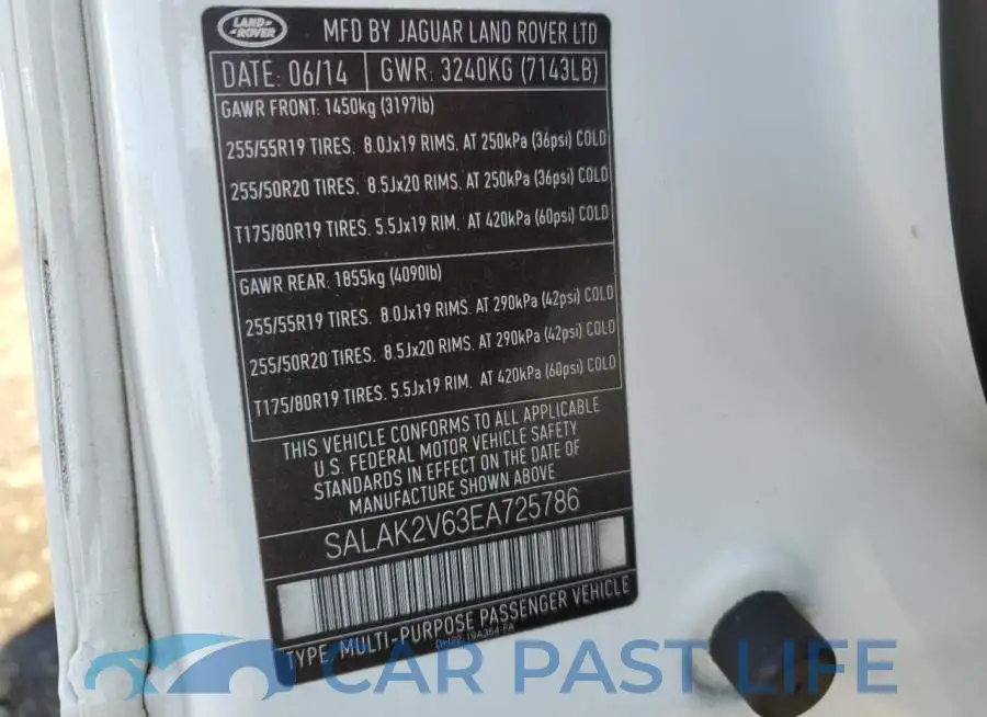 SALAK2V63EA725786# 13